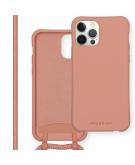 Color Backcover met afneembaar koord voor de iPhone 12 (Pro) - Peach