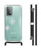 Design hoesje met koord voor Samsung Galaxy A52 (5G) / A52 (4G) - Paardenbloem - Wit