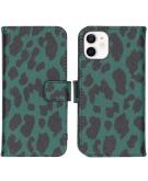 Design Softcase Book Case voor de iPhone 12 Mini - Green Leopard