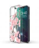 Design voor de iPhone 12 (Pro) hoesje - Bloem - Roze / Groen