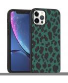 Design voor de iPhone 12 (Pro) hoesje - Luipaard - Groen / Zwart
