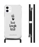 iMoshion Design hoesje met koord voor de iPhone 11 - Live Laugh Love - Zwart