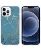 iMoshion Design hoesje voor de iPhone 13 Pro - Grafisch Koper - Blauw / Goud