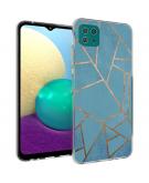 iMoshion Design hoesje voor de Samsung Galaxy A22 (5G) - Grafisch Koper - Blauw / Goud