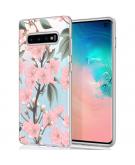 iMoshion Design hoesje voor de Samsung Galaxy S10 - Bloem - Roze / Groen