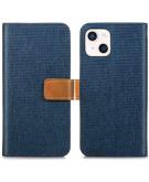 iMoshion Luxe Canvas Booktype iPhone 13 -Donkerblauw