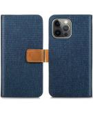 iMoshion Luxe Canvas Booktype iPhone 13 Pro - Donkerblauw