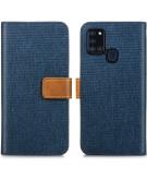 iMoshion Luxe Canvas Booktype voor de Samsung Galaxy A21s - Donkerblauw