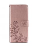Klavertje Bloemen Booktype voor de OnePlus 8 - Rosé Goud