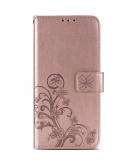Klavertje Bloemen Booktype voor de Samsung Galaxy A42 - Rosé Goud